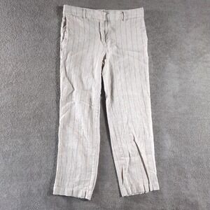 Rachel Zoe Women Striped Linen Blend Tailored Pants Beige Size 6